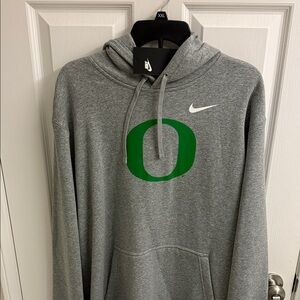 Nike Men's Heather Gray Sweater with Green Emblem